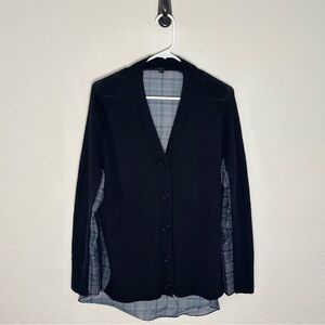 COS Mohair Wool Cardigan‎ Plaid Sheer Back - Minimalist Preppy Layered - S
